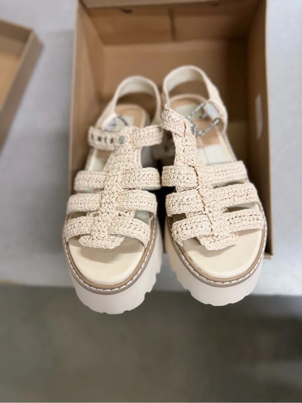 Dolce Vita Cream Woven Platform Sandals